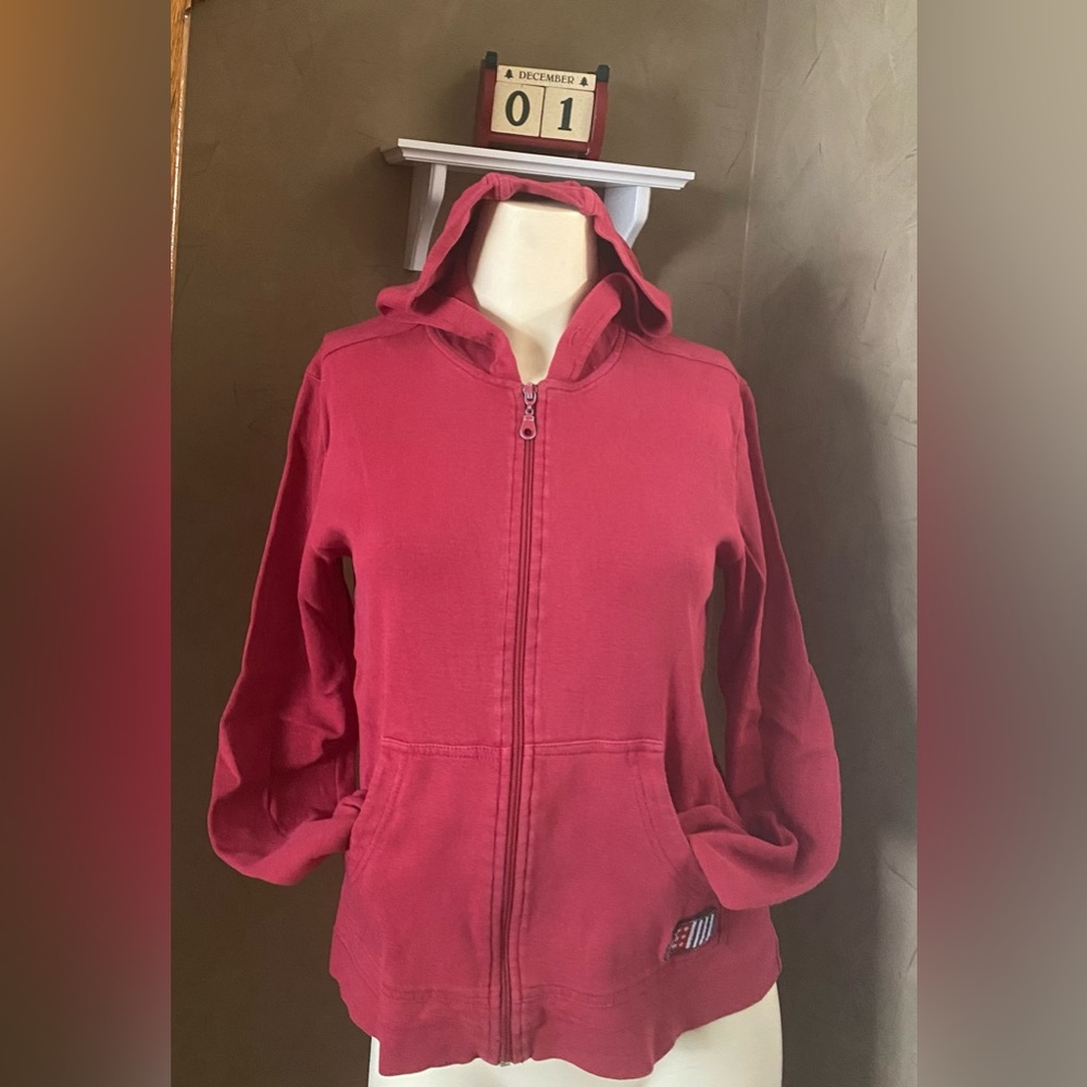 Hoodie Cotton Full Zip Women’s Size Small (Missing Tie In Hoodie Red